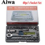 Aiwa Combination Socket Ratchet Wrench Set 40 Pcs-Silver - Image 2