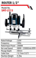 Wood Router Heavy Duty - 12.7mm(1/2") - 2000W-SMT - Image 7