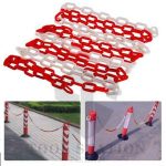 25 Meter Warning Plastic Chain Red & White for Car Parking Lock Safety Barrier for Traffic Stand - Image 2