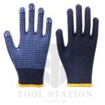 Working Gloves Professional-Navy Blue Poly cotton PVC Dots Coating - Image 3