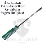 Flat head screw driver tips 6mm, Shaft (4 inches)-Crystal