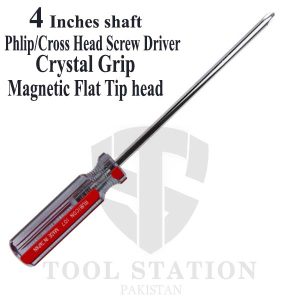Phlip/Cross head screw driver tips 6mm, Shaft (4 inches)-Crystal
