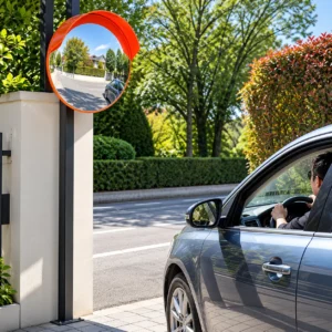 Orange convex safety mirror with wide-angle reflection for outdoor blind spots toolstationpakistan, toolstation.com