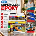 Clear epoxy resin being poured onto a live-edge wood table for a glossy river table finish.toolstationpakistan, tollstation.com