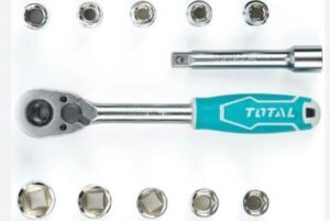 Socket set12 pcs 1/4 chromed plated quick release ratchet handle-Total THT14114126 - Image 2