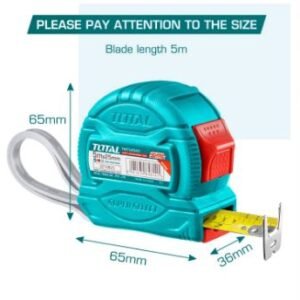 TOTAL 5mx25mm Steel Measuring Tape with Metric and Inch TMT34525