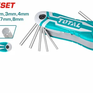Total Folding Hex Key (Allen Wrench) Set 8-Piece – Cr-V Steel Pocket Tool THT1061826