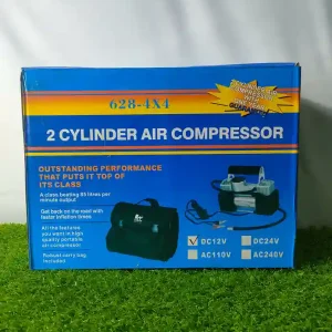 Double Cylinder Air Compressor 628-4X4 – Heavy Duty Portable Car Tire Inflator DC 12V