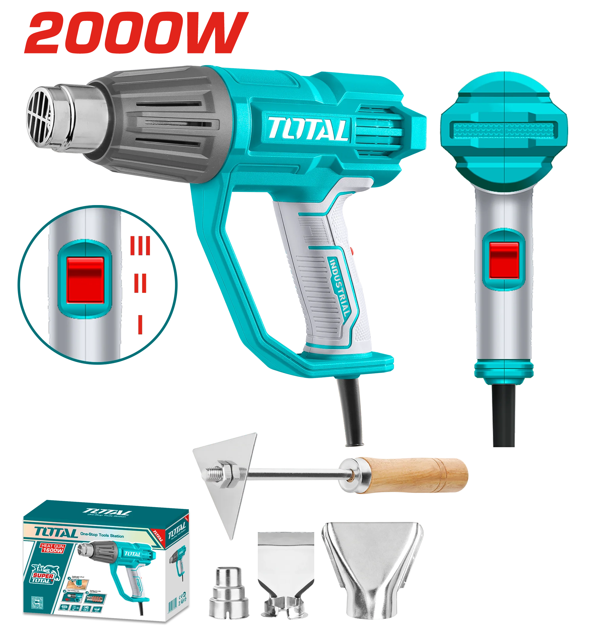 TOTAL 2000 W Heat Gun TB20078 – Adjustable Hot Air Gun for Paint Stripping, Plastic Bending, Shrink‑Wrapping & DIY TOTAL 2000 W Heat Gun TB20078 – Adjustable Hot Air Gun for Paint Stripping, Plastic Bending, Shrink‑Wrapping & DIY