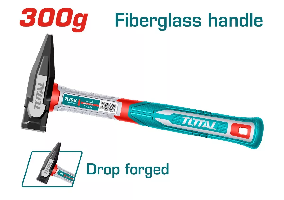 Total Machinist Hammer – Drop-Forged Carbon Steel with Fiberglass Handle 300g THMH62300 Total Machinist Hammer – Drop-Forged Carbon Steel with Fiberglass Handle 300g THMH62300