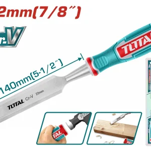TOTAL Wood Chisel – 22 mm CR‑V Woodworking Chisel (140 mm Length)THT41226