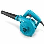 TOTAL handheld electric blower with black nozzle and dust collection bag clearing dust and debris from a concrete surfacetoolstationpakistan, toolstation.com