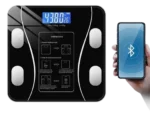 Weight Scale, Smart Digital Body Scale with Bluetooth & Mobile App – LCD Display, Tempered Glass, Auto On/Off, 180kg Capacity Home Weighing Scale