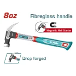 Total Claw Hammer with Magnetic Nail Holder – Fiberglass Handle 8oz (220 g) THCH61008