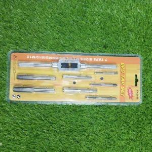 8 Piece Metric Tap Set with Tap Wrench – M3 to M12 Thread Cutting Hand Tool for Metal & Steel
