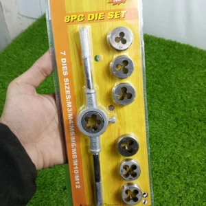 8 Pcs Metric Thread Die Set with Die Holder – M3 to M12 Thread Cutting Tool Kit for Metal & Repair Work