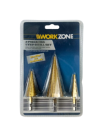 3-Piece HSS Step Drill Bit Set Workzone – Titanium Coated, Multi-Size Hole Drilling for Metal, Plastic & Wood