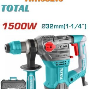 TOTAL Industrial Rotary Hammer - 1500W High Power SDS-Plus Drill - 32mm Capacity Heavy Duty Corded Drill with Carrying Case TH1153216