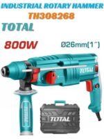 TOTAL Industrial Rotary Hammer - 800W SDS-Plus Electric Drill - 26mm Concrete Drilling Capacity with Carrying Case TH308268