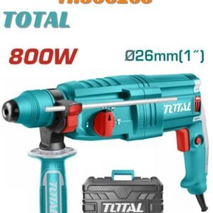 TOTAL Industrial Rotary Hammer - 800W SDS-Plus Electric Drill - 26mm Concrete Drilling Capacity with Carrying Case TH308268