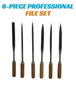 6-Piece Professional File Set - High-Carbon Steel Mini Hand Files with Smooth Wood Handles for Metal, Wood & Craft Work