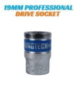 Kingtech 19mm Professional Drive Socket - CR-V Chrome Vanadium Steel - German Standard Metric Socket for Automotive & Industrial Repair