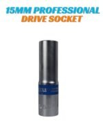 15mm Deep Drive Socket - Forged Chrome Vanadium (Cr-V) Steel - Professional Grade Metric Socket for Automotive & Industrial Repair (WK12042)