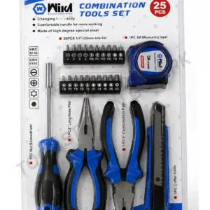 25-Piece Professional Combination Tool Set (WK17084) - Heavy Duty Home & Garage Repair Kit with Pliers, Screwdriver & Bits WIKA