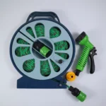 50ft Flat Garden Hose with Spray Nozzle and Reel pipe BLACKSPUR