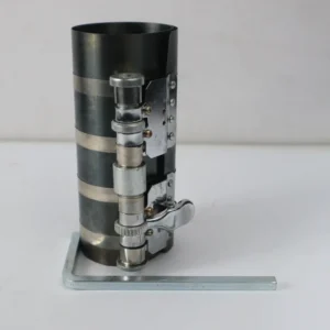 6" Professional Ratchet Piston Ring Compressor - Heavy Duty Special Spring Steel Tool with Hex Spanner - 60mm to 195mm Capacity for Engines
