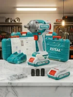 Total TIWLI2040 20V Lithium-Ion Cordless Impact Wrench - Brushless Motor, 400Nm Torque with 2x 2.0Ah Batteries & Charger