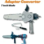Portable Electric Drill to Chainsaw Adapter Converter - DIY Modified Attachment with 7-Inch Guide Plate & Auxiliary Handle for Wood Cutting
