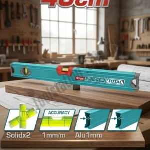 TOTAL 40cm Aluminum Spirit Level – Model TMT24036 | High-Precision Bubble Level with 2 Vials & Shock-Absorbing Rubber End Caps