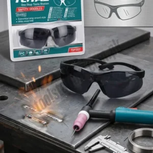 TOTAL Protective Safety Goggles – Model TSP307 | High-Impact Clear Lens Eye Protection Glasses for Dust, Welding Workshop Use