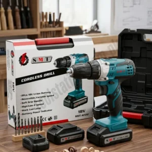 SMT Cordless Drill Machine 18V Professional – Model SMT 4722 | Heavy Duty Dual Speed Electric Screwdriver Kit with 2Pcs Li-ion Batteries & Storage Case