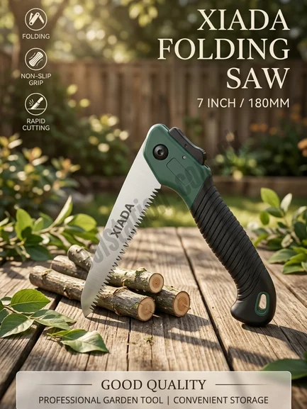 Folding Saw XIADA 7" (180mm) Professional – Heavy Duty Rapid Cutting Pruning Saw with Ergonomic Non-Slip Grip for Gardening, Camping & Woodworking Folding Saw XIADA 7" (180mm) Professional – Heavy Duty Rapid Cutting Pruning Saw with Ergonomic Non-Slip Grip for Gardening, Camping & Woodworking