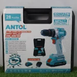 Antol 20V Cordless Brushless Impact Drill Set (40N.m) – Model ACID-20D03BL | 28 Pcs/Set Heavy Duty Screwdriver & Hammer Drill with 2 Batteries