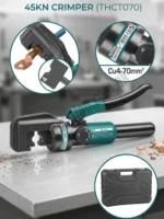 TOTAL Hydraulic Crimping Tool Model THCT070 – 45KN Force, Capacity 4-70mm² for Copper Cables | Heavy-Duty Hydraulic Cable Lug Crimper with Carrying Case