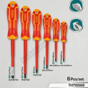 TOTAL 6-Piece Insulated Screwdriver Set THTIS566 - 1000V VDE Certified Professional Industrial Hand Tool Kit
