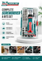 TOTAL Screwdriver and Bits 55-Piece Set TACSD30556 - Professional Multi-Purpose Hand Tool Kit with Ratchet Handle
