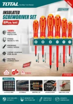 TOTAL 6-Piece Insulated Screwdriver Set THTIS566 - 1000V VDE Certified Professional Industrial Hand Tool Kit