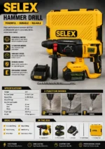 SELEX 20V Cordless Hammer Drill - Professional Rotary Hammer with 2 Batteries and Heavy-Duty Carrying Case
