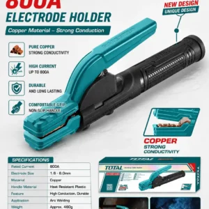 TOTAL Welding Holder 800A – Model TWAH8006 | Industrial Grade Copper Design, New Unique Ergonomic Grip for Heavy-Duty Welding