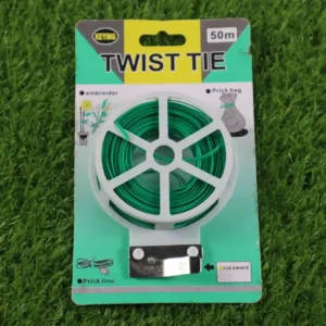 Twist Tie Reel with Built-In Metal Cutter Keying 50m Garden twist tie – Heavy Duty Green Plastic Coated Plant Supporting Wire, Cable Organizer & Bag Sealer