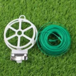 Twist Tie Reel with Built-In Metal Cutter Keying 50m Garden twist tie – Heavy Duty Green Plastic Coated Plant Supporting Wire, Cable Organizer & Bag Sealer