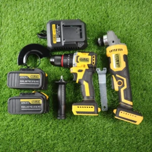 SELEX 20V Cordless Brushless Combo Kit - Professional Drill Driver & Angle Grinder Set with Super Li-Ion Batteries