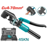 TOTAL Hydraulic Crimping Tool Model THCT070 – 45KN Force, Capacity 4-70mm² for Copper Cables | Heavy-Duty Hydraulic Cable Lug Crimper with Carrying Case