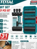 TOTAL 31-Piece Impact Bit Set - S2 Steel Heat Treated Professional Screwdriver Bits with Magnetic Holder TACSDL11306