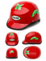 Half-Face Motorcycle Helmet - Stylish Red Safety Gear with Sports Design RACER