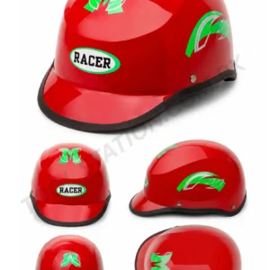 Half-Face Motorcycle Helmet - Stylish Red Safety Gear with Sports Design RACER
